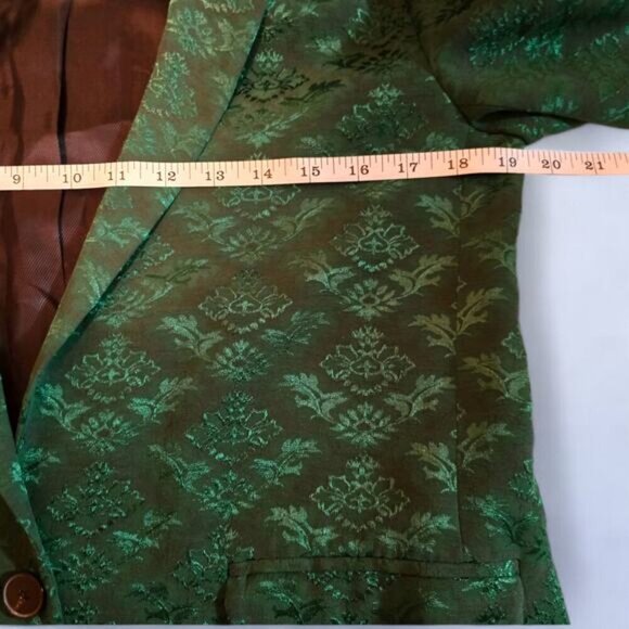 Sandro Floral Jacquard Jacket In Chlorophylle - Size 4 - Picture 8 of 11